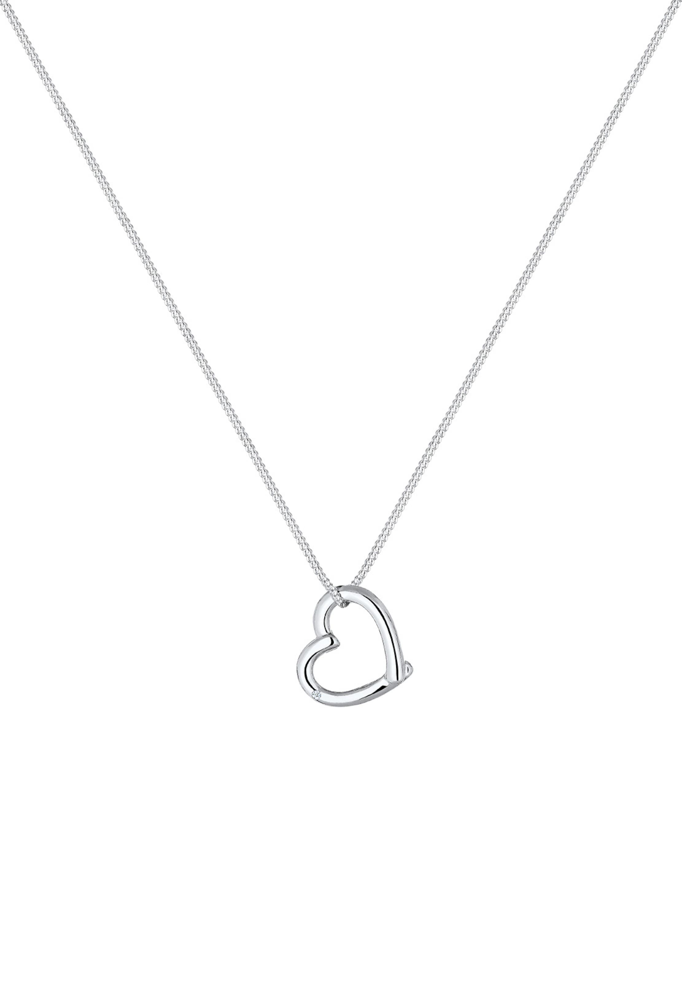 Elli DIAMONDS Ketting 'Herz' in Zilver