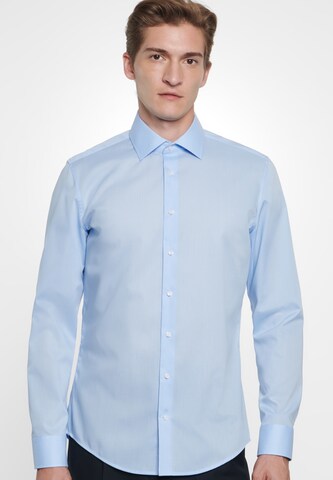 SEIDENSTICKER Slim Fit Бизнес риза 'Slim' в синьо: отпред