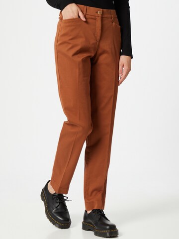 BRAX Slim fit Trousers with creases 'MARA' in Brown: front