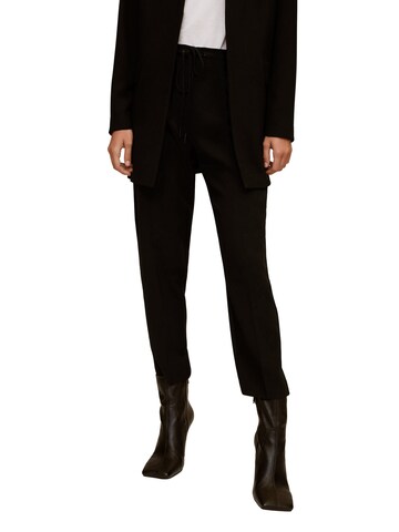 MANGO Regular Pants 'Semiflu' in Black: front