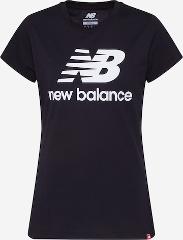 new balance Μπλουζάκι 'Essentials Stacked Logo' σε μαύρο: μπροστά