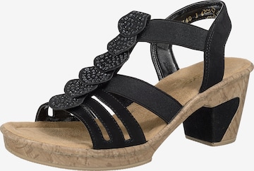 Rieker Strap Sandals in Black: front