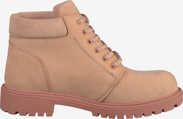 Darkwood Lace-Up Ankle Boots in Pink