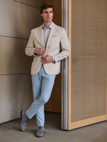 Beige Pastel Blue Tailored Look