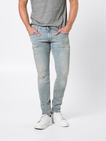 G-Star RAW Skinny Jeansy '3301 Deconstructed' w kolorze niebieski: przód