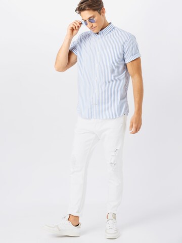GAP Slim fit Button Up Shirt 'PERFORMANCE' in Blue