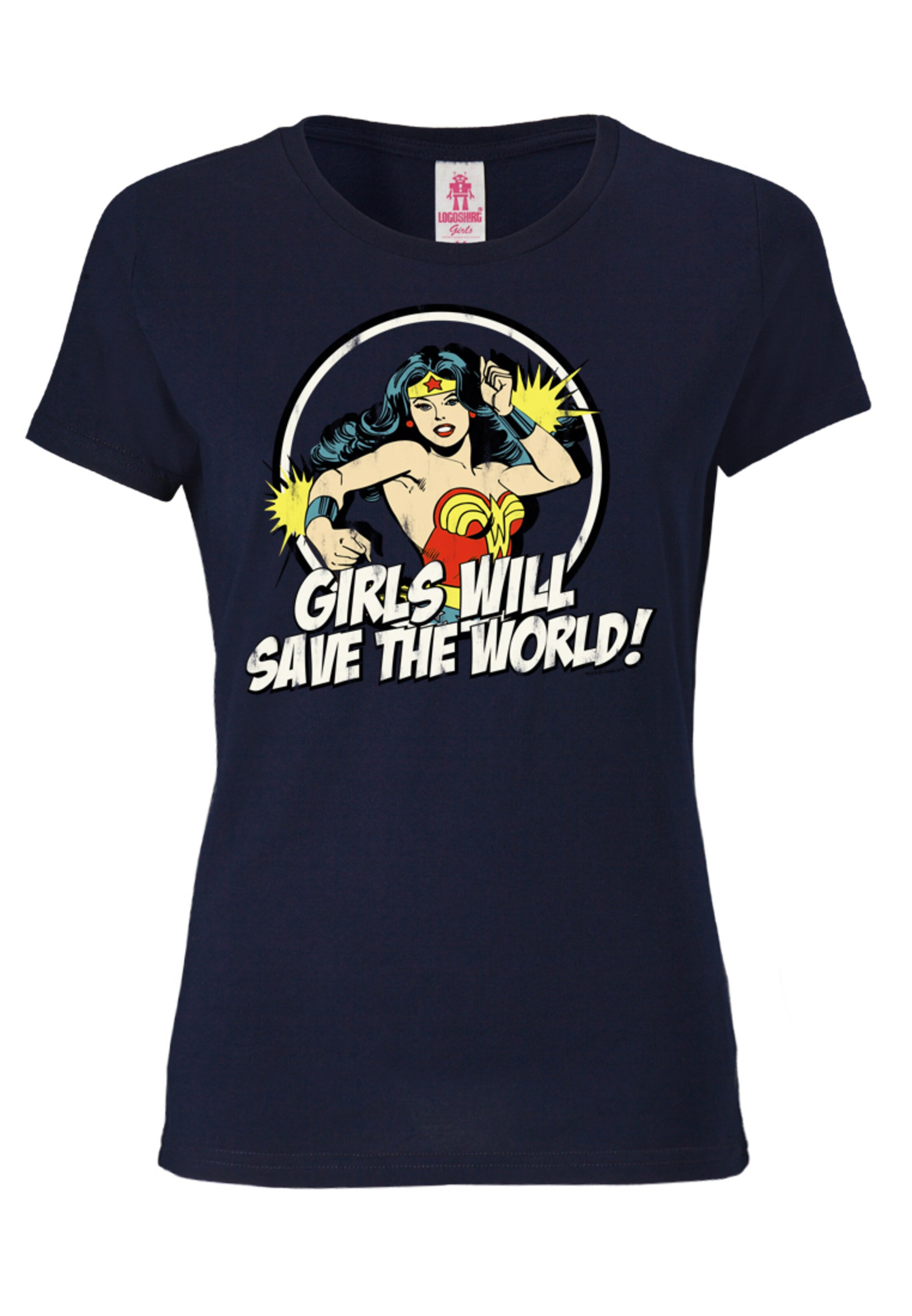 LOGOSHIRT Shirt 'Wonder Woman' in Blauw: voorkant
