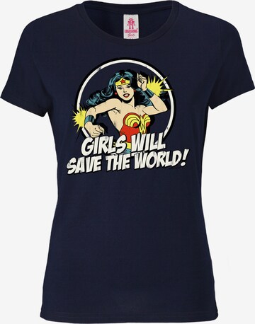 LOGOSHIRT Shirt 'Wonder Woman' in Blue: front