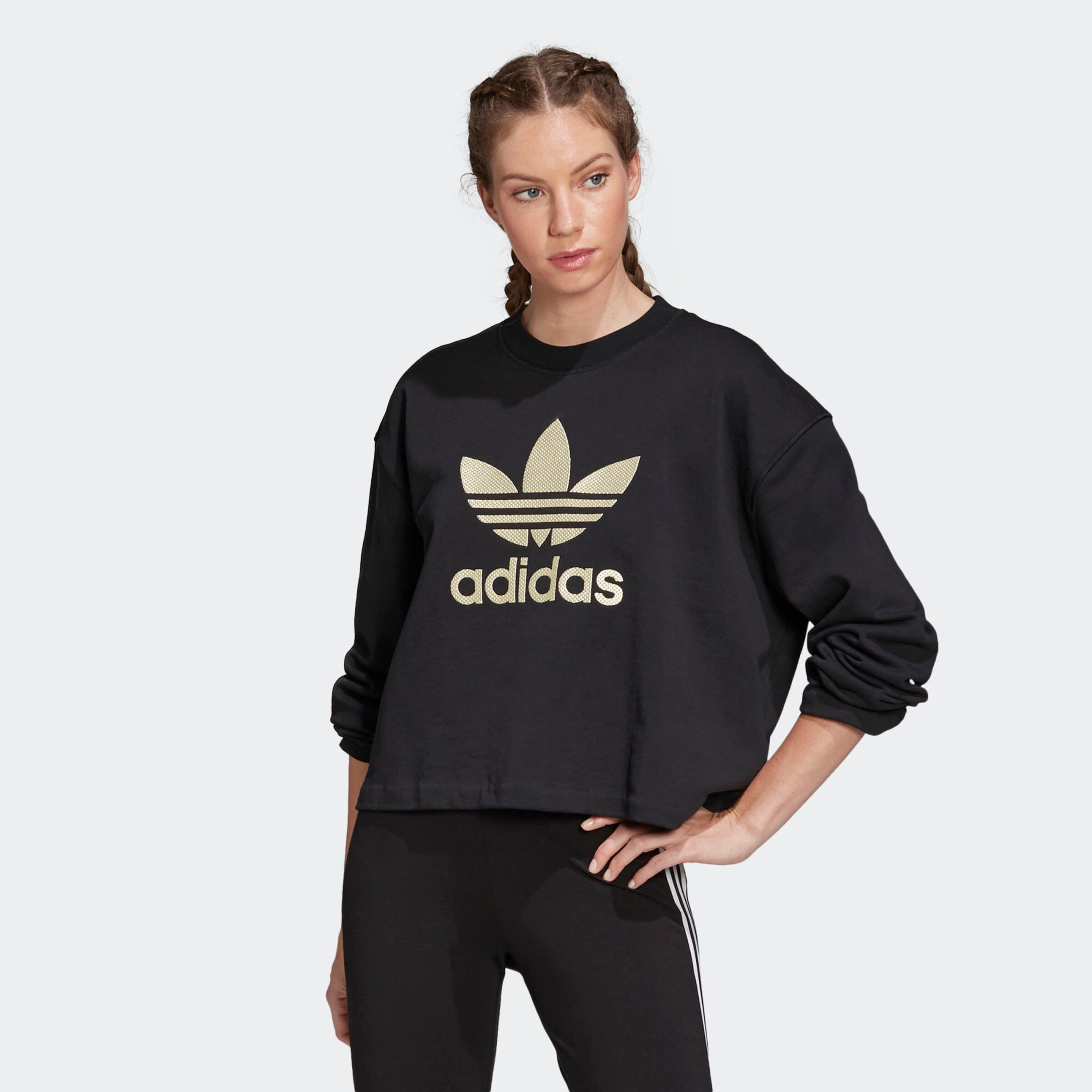 sweat shirt adidas trefoil noir adidas originals