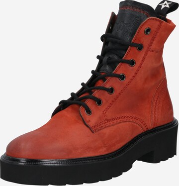 Paul Green Lace-Up Ankle Boots in Red: front