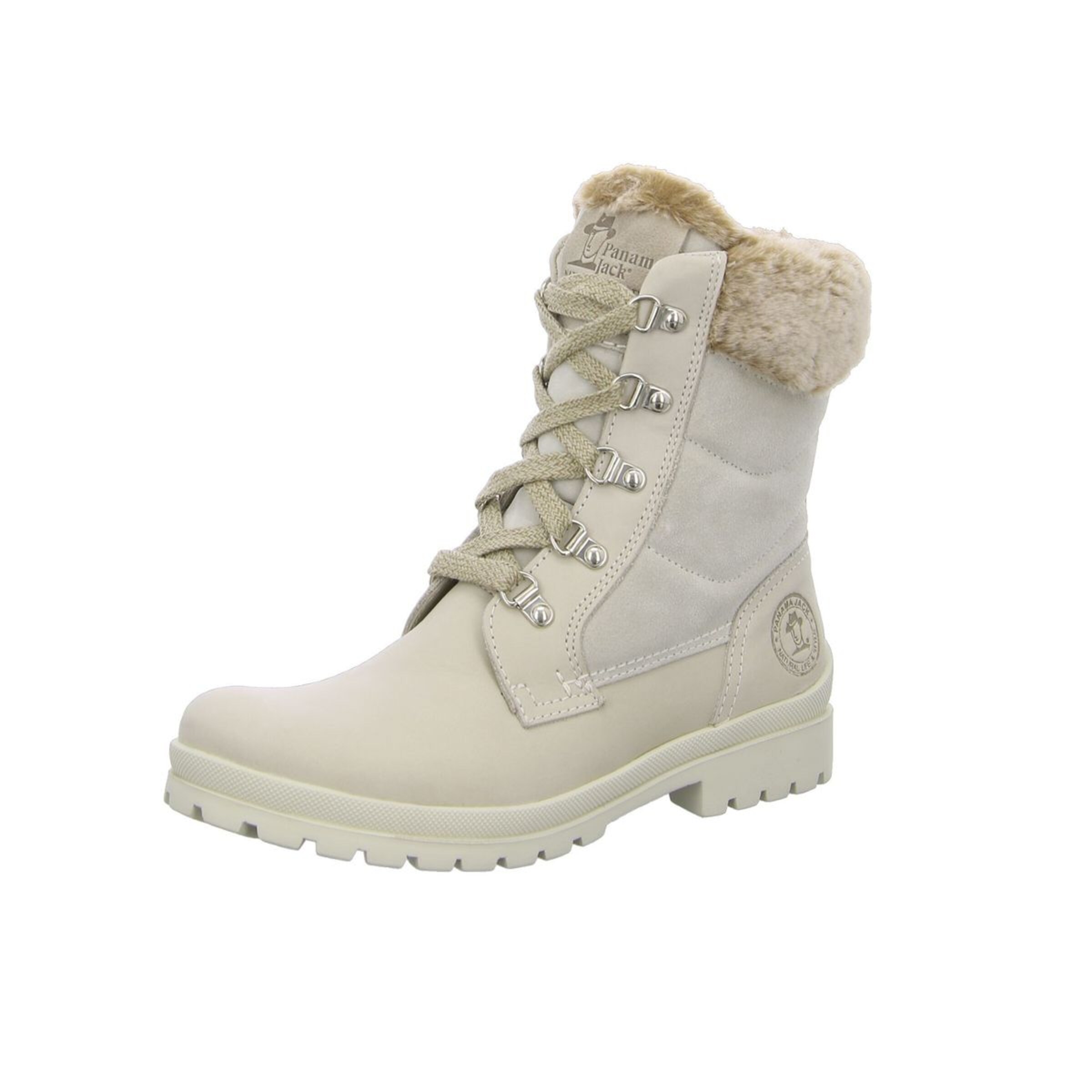 PANAMA JACK Lace-Up Ankle Boots in Beige: front