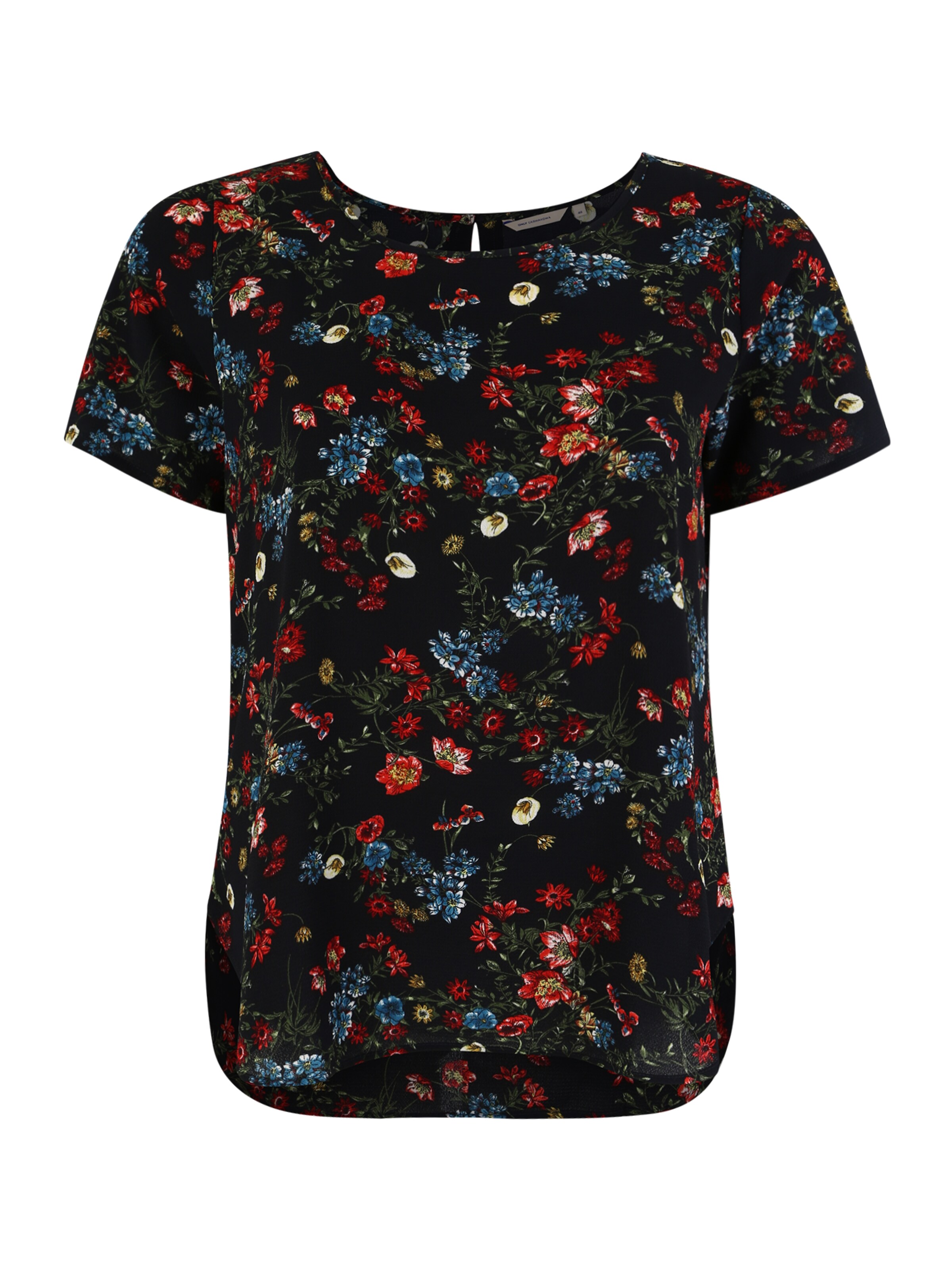 ONLY Carmakoma - Shirt 'CARLUXEVE SS TOP AOP' in de kleur Nachtblauw