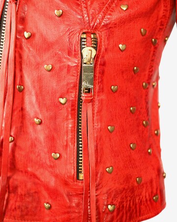 Maze Biker-Lederjacke mit asymmetrischem Reißverschluss ' Heart ' in Rot