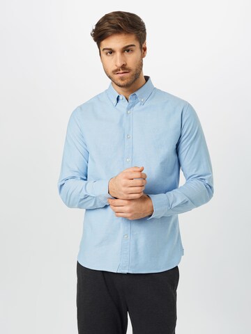 KnowledgeCotton Apparel Button Up Shirt 'ELDER' in Blue: front