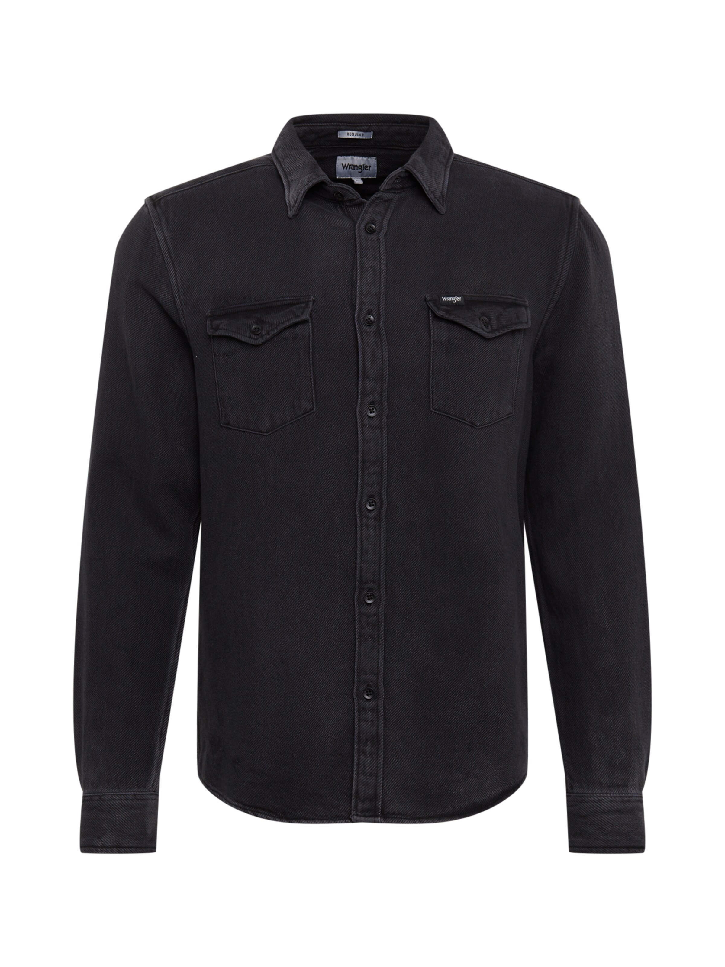 WRANGLER - Overhemd 'LS 2PKT FLAP SHIRT' in de kleur Black denim