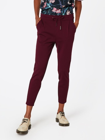 VERO MODA Tapered Bandplooibroek 'Eva' in Rood: voorkant