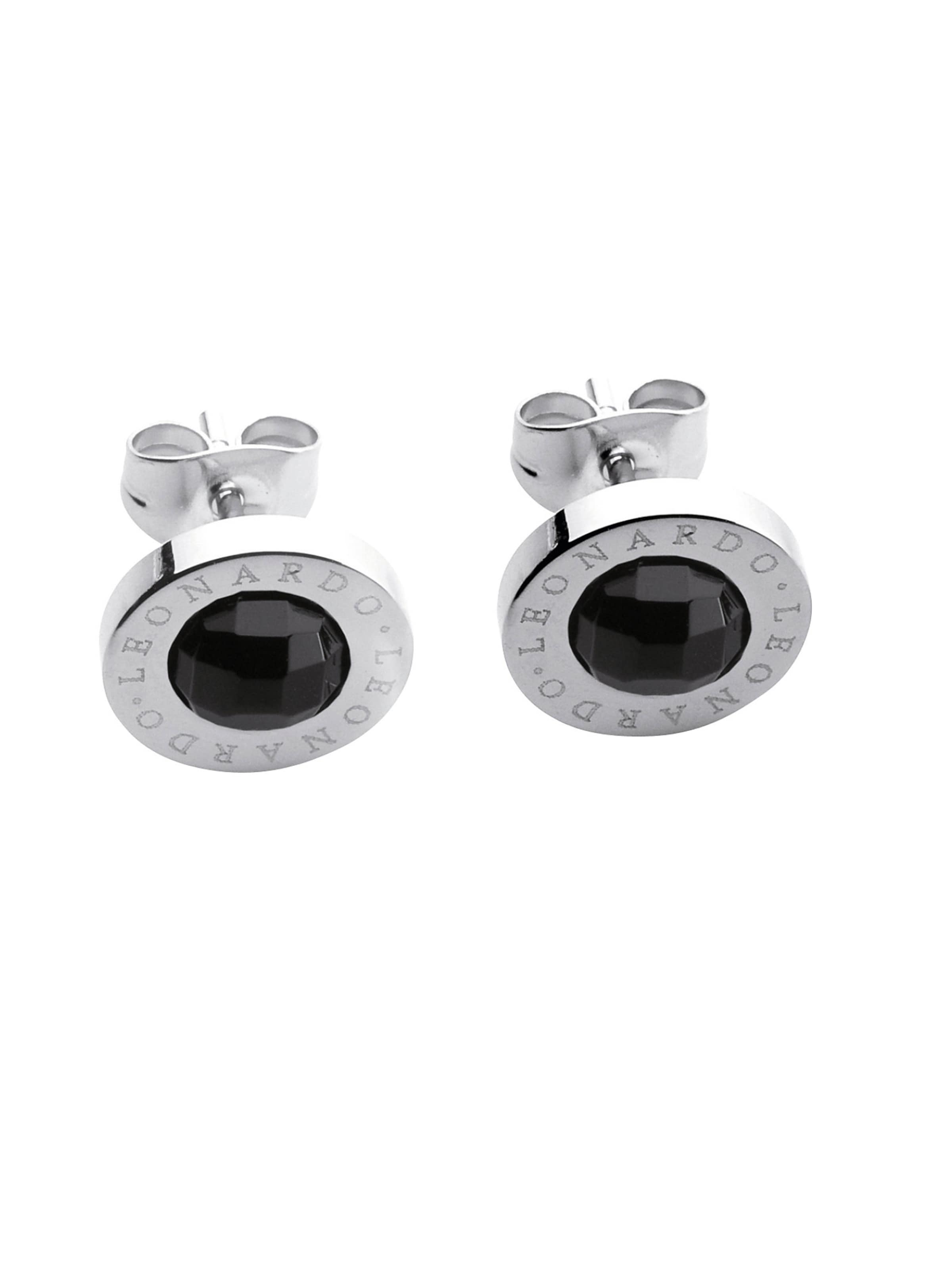 LEONARDO Ohrstecker in Schwarz: Vorderseite