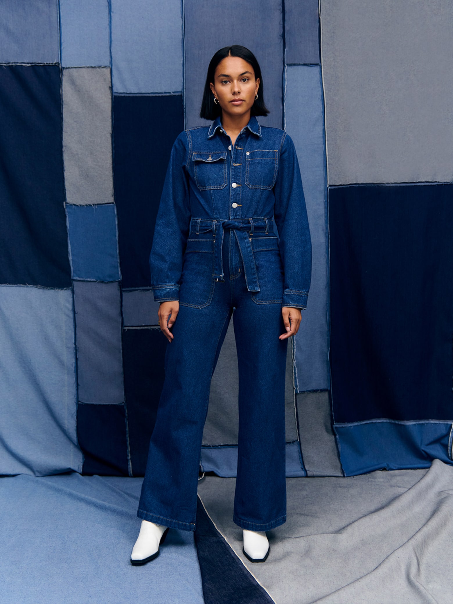 One-step styling Denim overalls