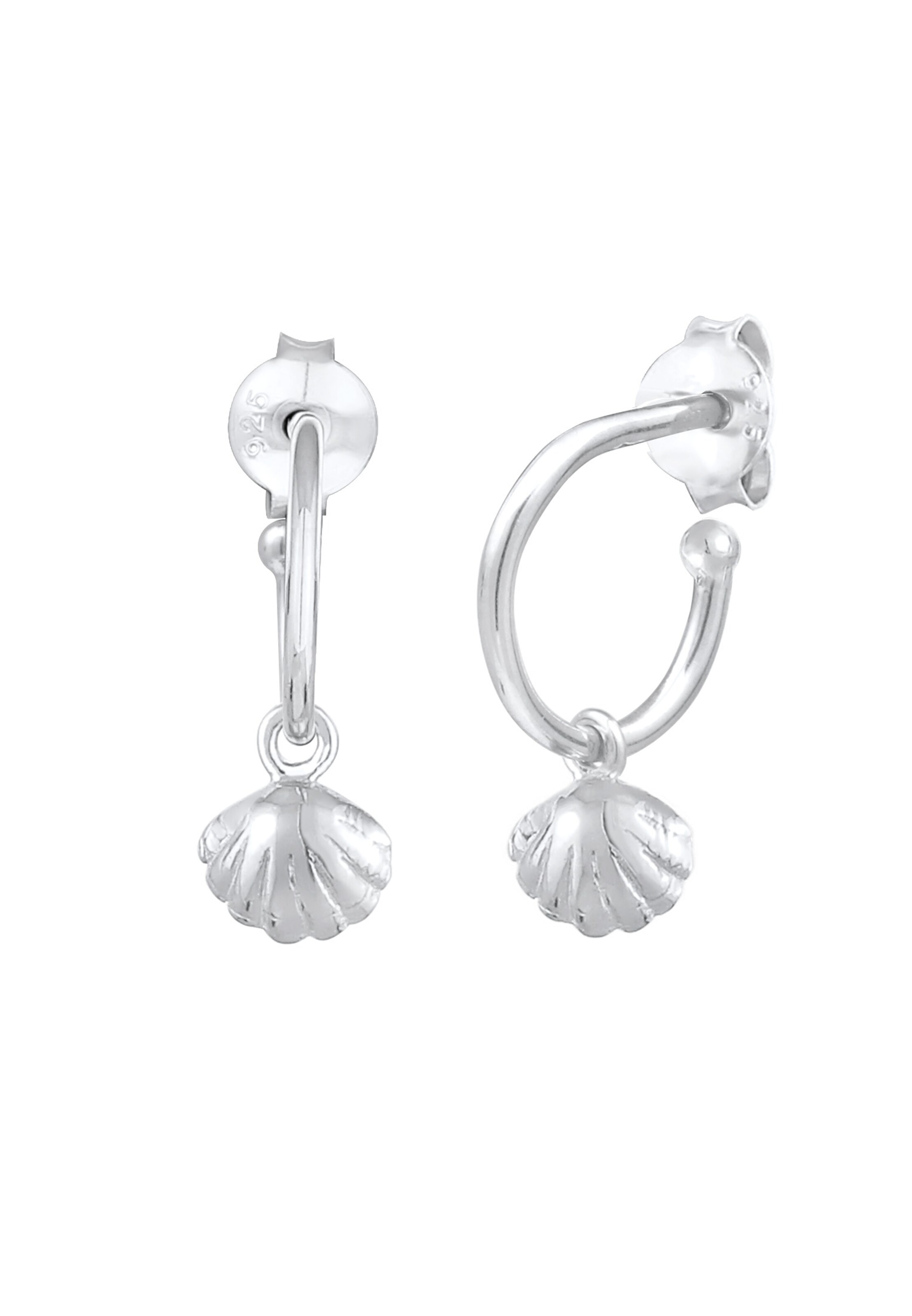 ELLI Ohrringe Creole, Muschel in Silber: Vorderseite