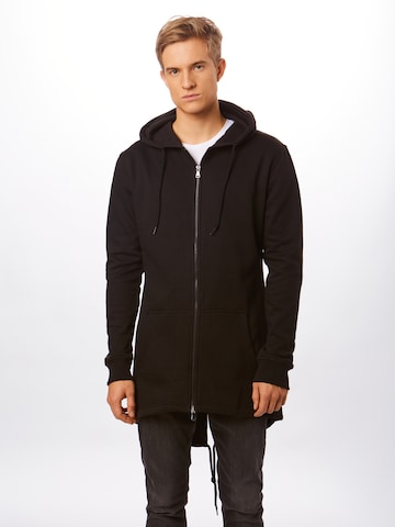 Urban Classics Zip-Up Hoodie in Black: front