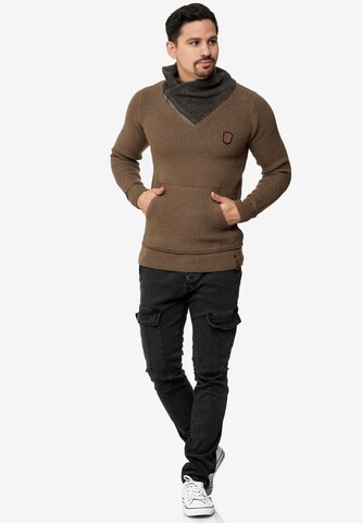 INDICODE JEANS Sweater 'Dane' in Brown