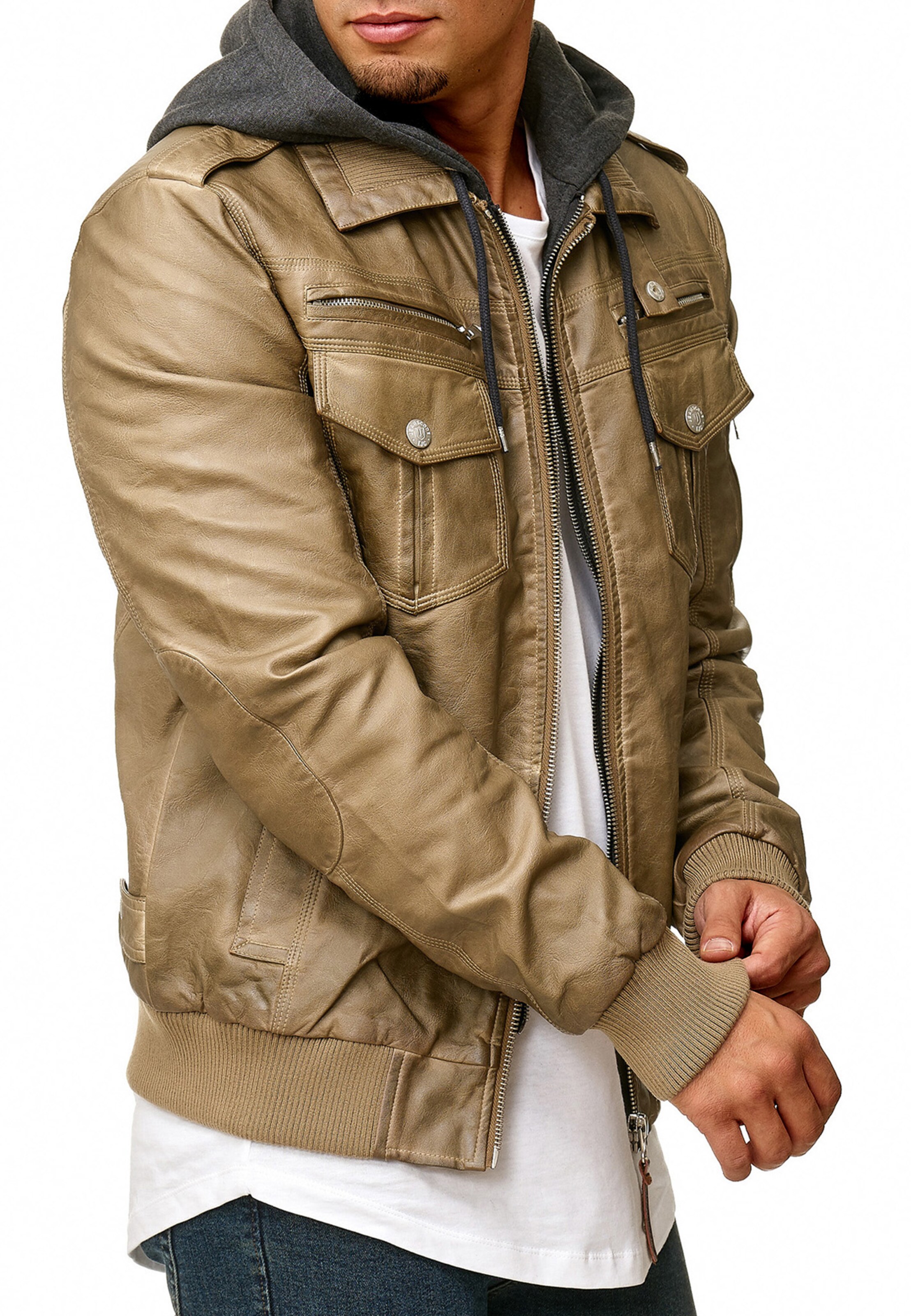 INDICODE JEANS Between-season jacket 'Aaron' in Beige