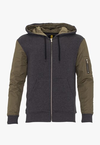 PLUS EIGHTEEN Zip-Up Hoodie in Grey: front