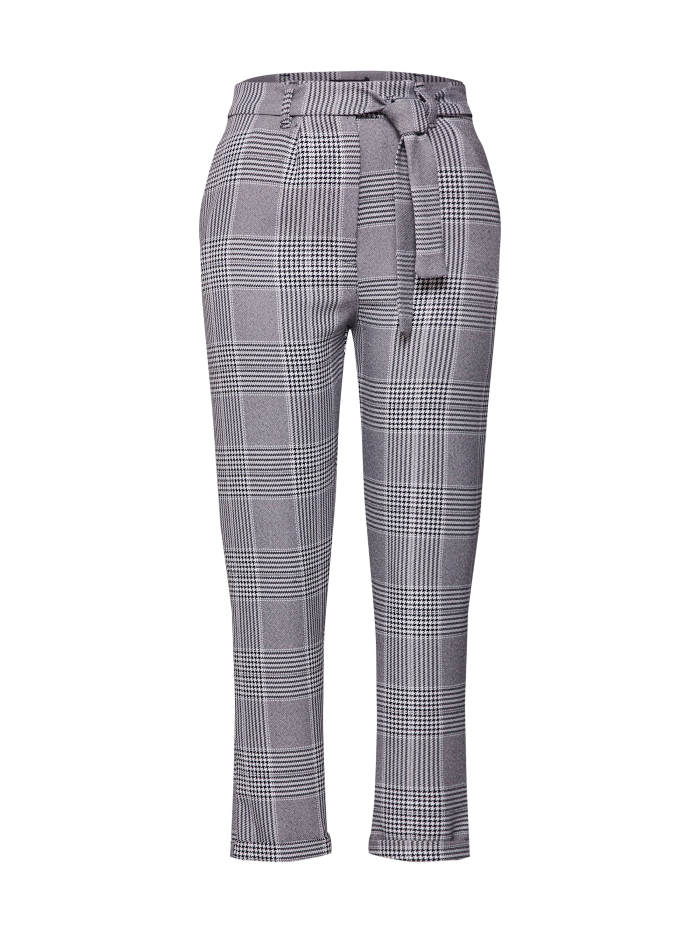 Boohoo - Hose 'Milly Tie Waist Woven Dogtooth Check Trousers' in dunkelgrau