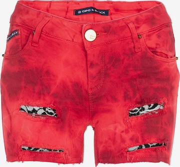 CIPO & BAXX Slimfit Jeans in Rood: voorkant