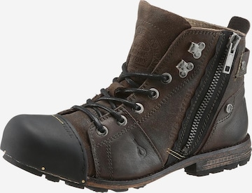 YELLOW CAB Lace-Up Boots 'Industrial' in Brown: front