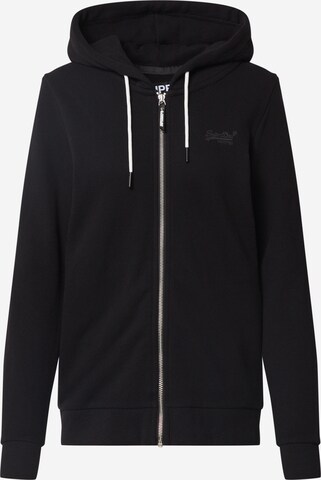 Superdry Zip-Up Hoodie 'Elite' in Black: front