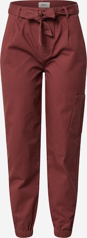 ONLY - Tapered Calças cargo em vermelho: frente