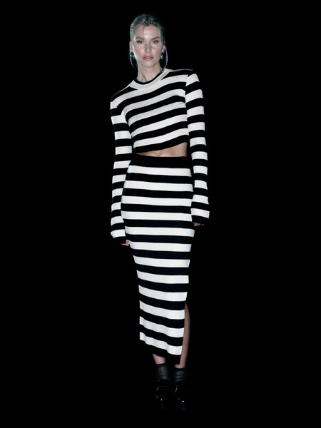 Lena Gercke - Classy Striped Combo Look by LeGer
