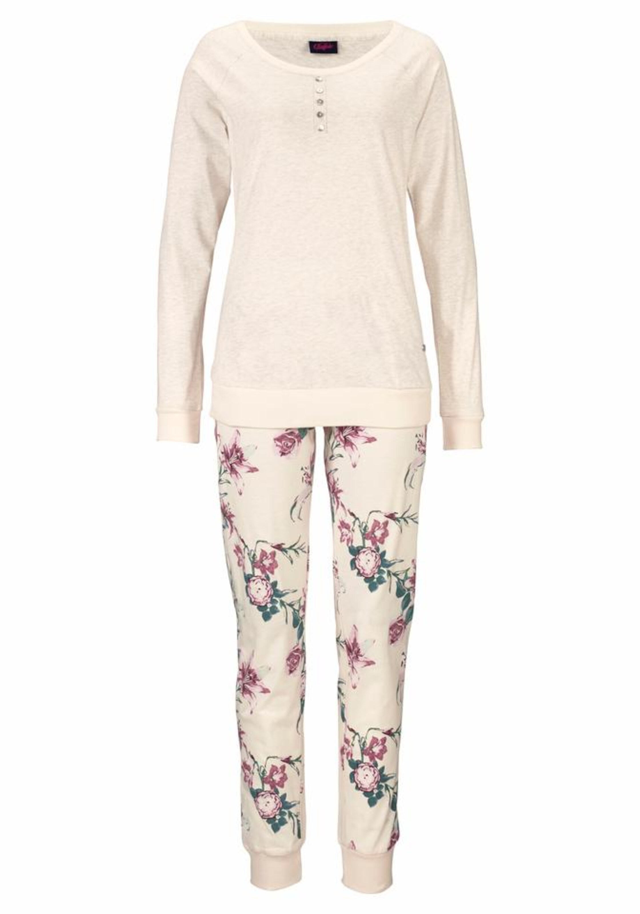 BUFFALO - Langärmliger Pyjama mit Blumenprint in beige