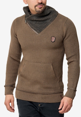 INDICODE JEANS Sweater 'Dane' in Brown