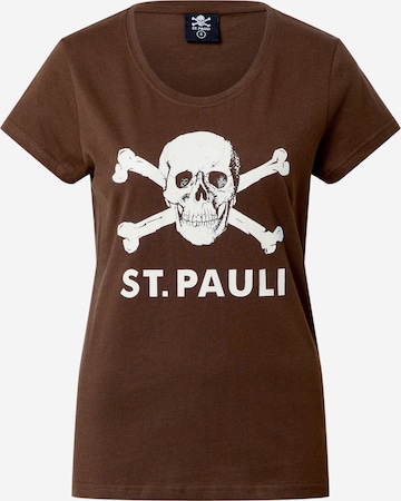 T-shirt 'Totenkopf' FC St. Pauli en marron : devant