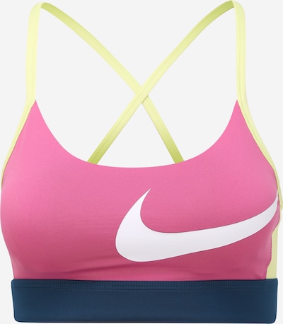 NIKE Sport-BH in dunkelblau / limette / pink, Produktansicht