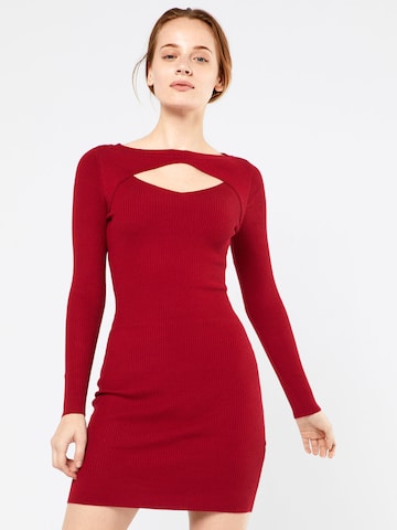 Urban Classics Knitted dress in Red: front