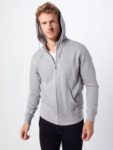 !Solid Zip-Up Hoodie 'Morgan' in Grey: front