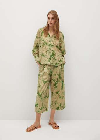 MANGO Wide leg Broek 'Kai' in Groen