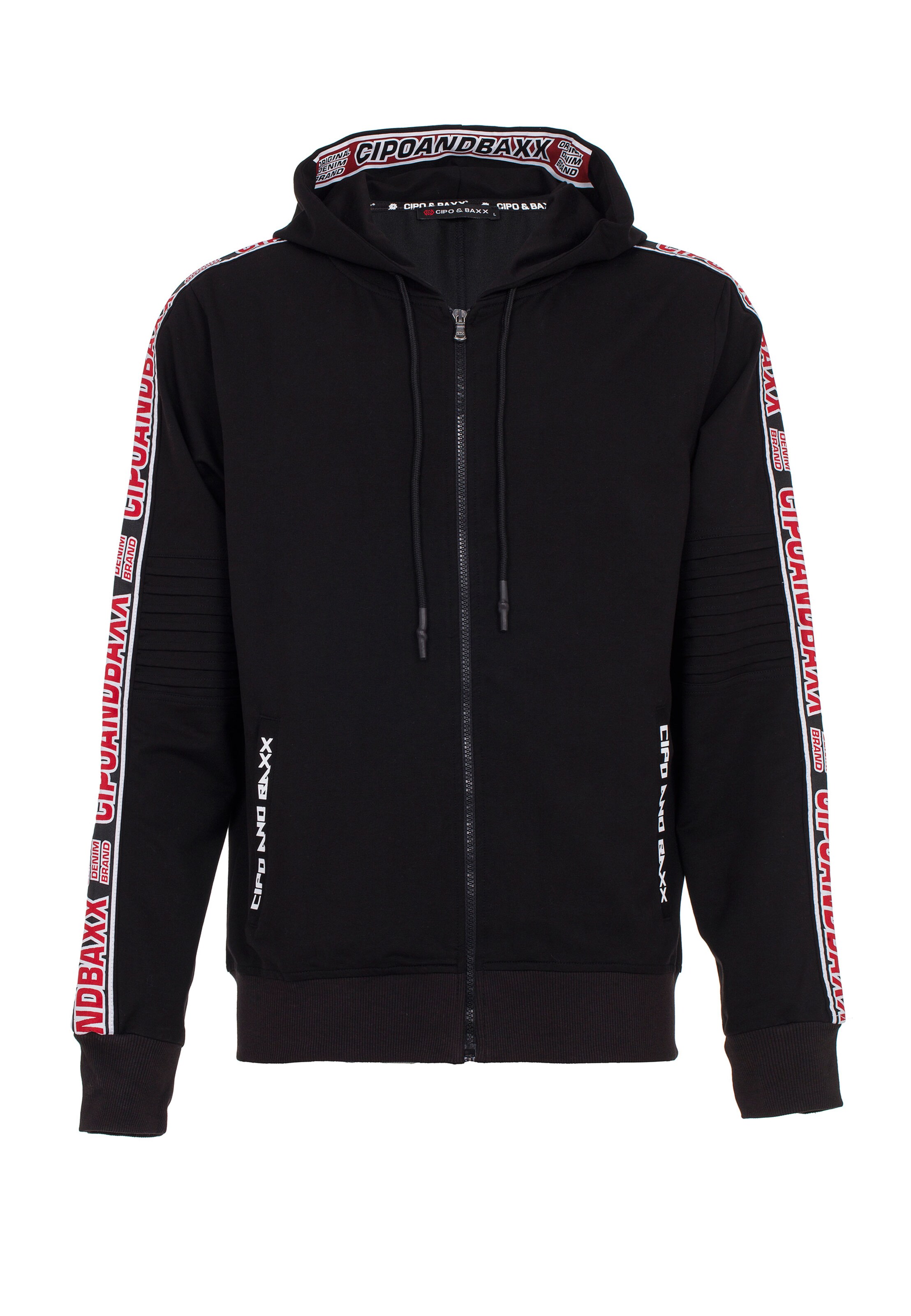 CIPO & BAXX Zip-Up Hoodie in Black: front