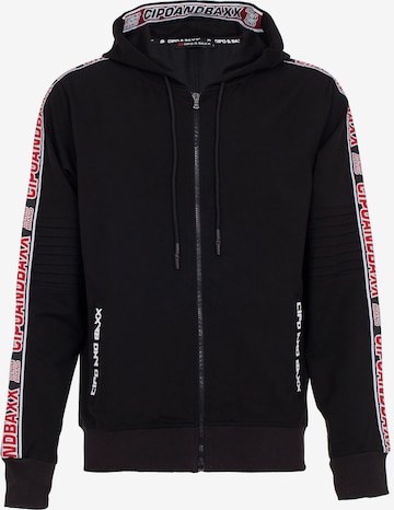 CIPO & BAXX Zip-Up Hoodie in Black: front