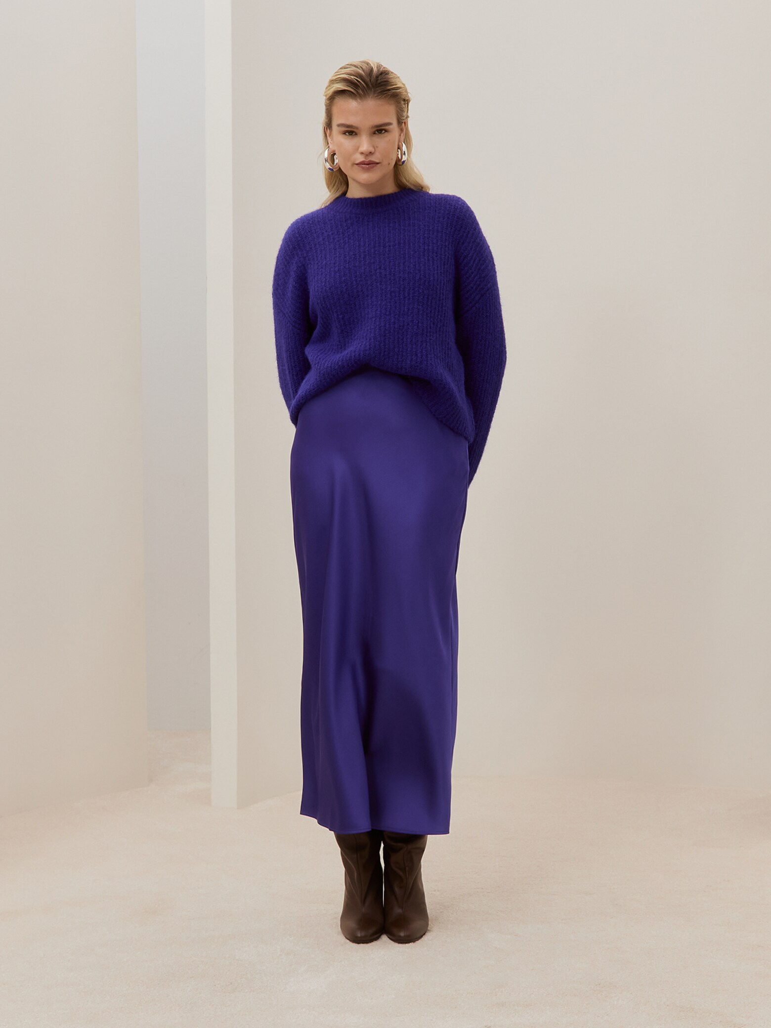 Amelia B. - All Blue Skirt and Sweater Look