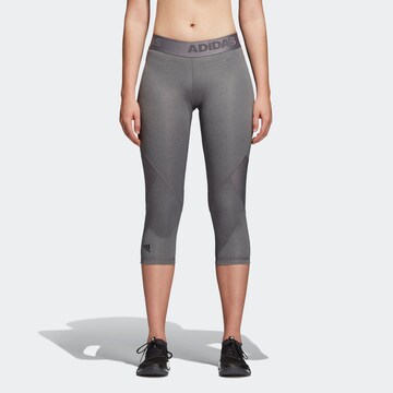 ADIDAS PERFORMANCE Skinny Sportbroek 'AlphaSkin' in Grijs: voorkant