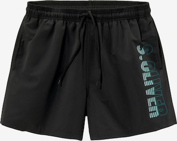 s.Oliver Board Shorts in Black: front