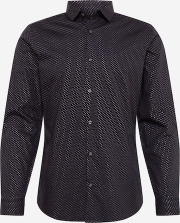 BURTON MENSWEAR LONDON Slim fit Business shirt 'INT:SKSC BLKGLD SPOT' in Black: front