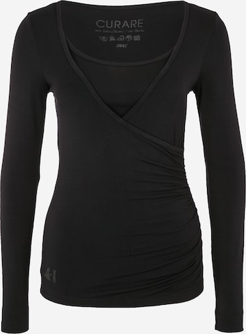 CURARE Yogawear Functioneel shirt 'Flow' in Zwart: voorkant