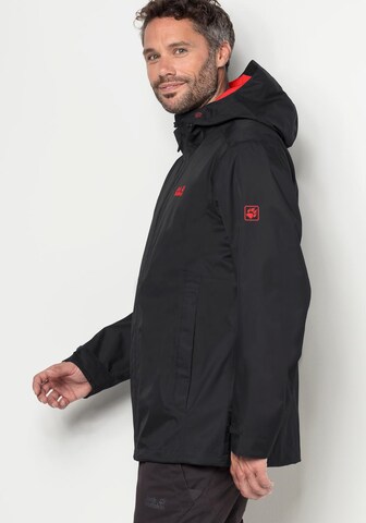 JACK WOLFSKIN Regenjacke 'Arroyo' in Schwarz