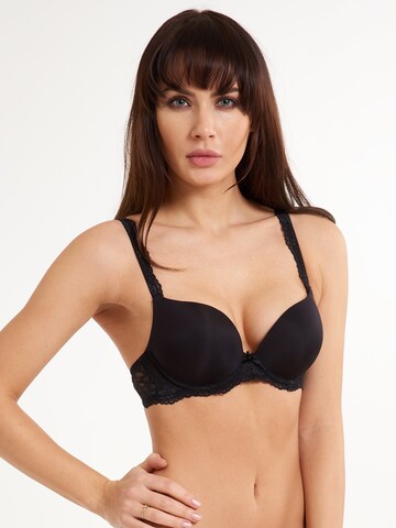 LingaDore Push-up Melltartó 'DAILY LACE' - fekete: elől