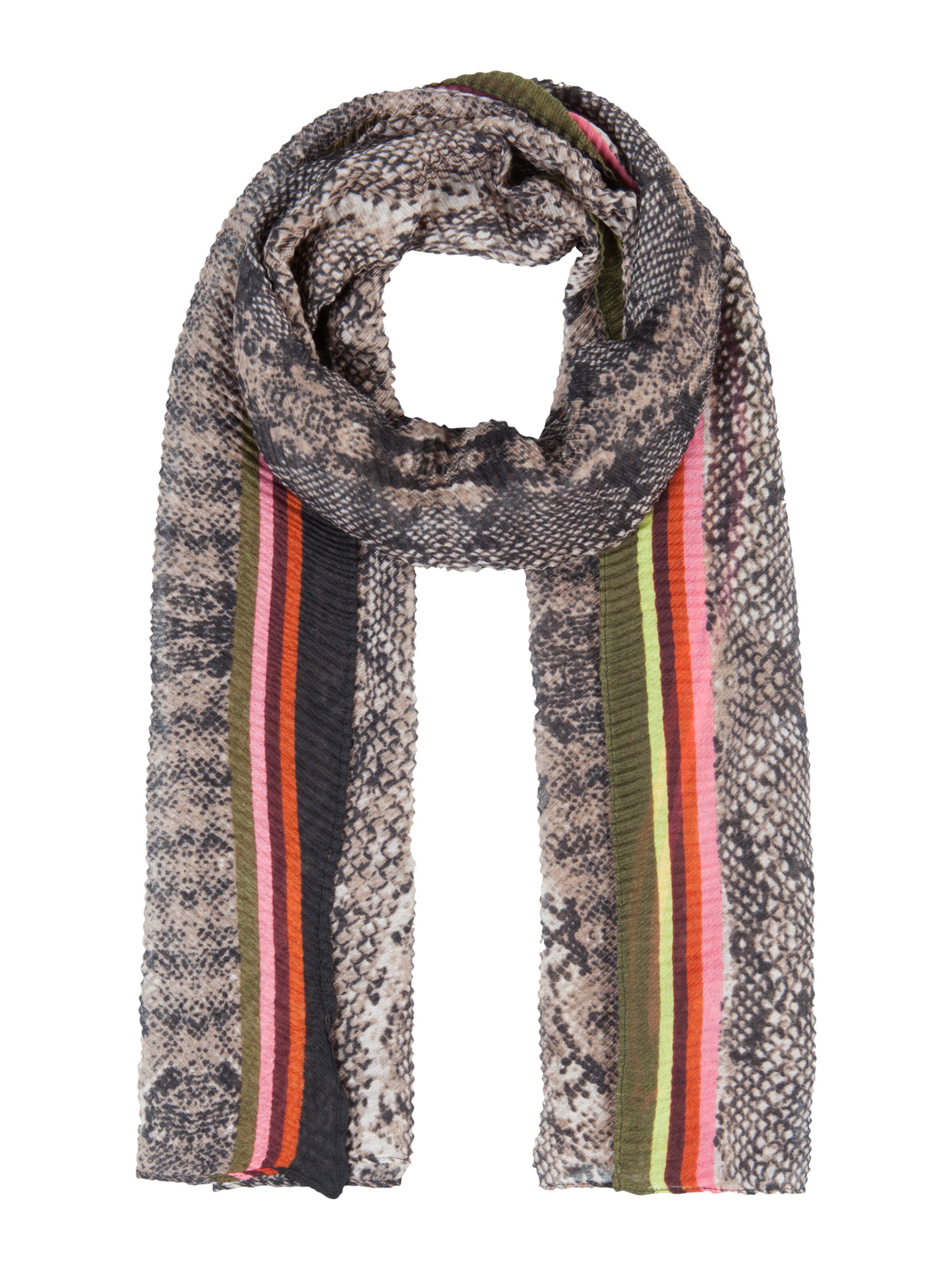 CODELLO - Sjaal 'SNAKE PRINT WITH STRIPES' in de kleur Bruin